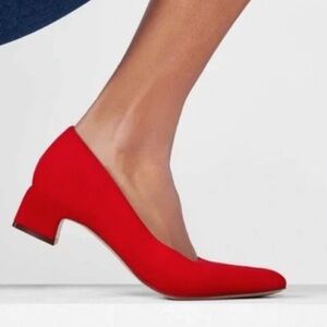 Naturalizer Womens Florence Red Suede Slip On Square Toe Pumps Shoes size 8.5m